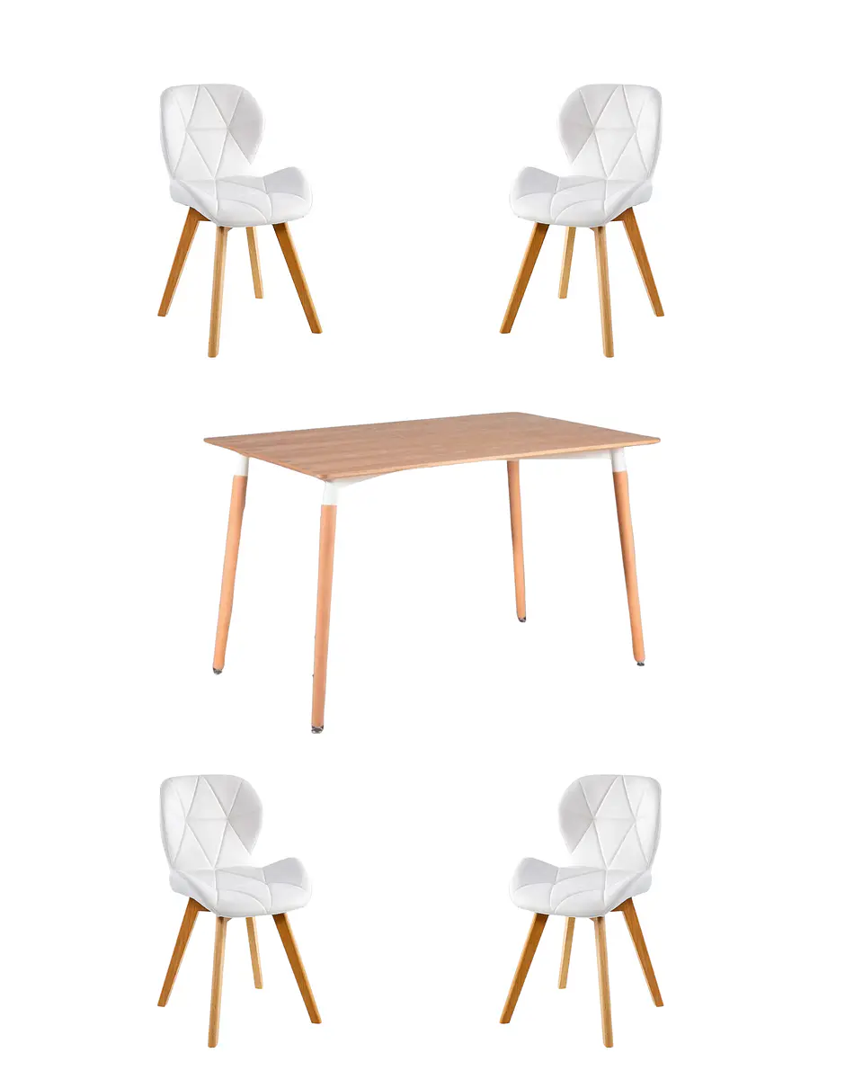 Comedor Rectangular Melamina con Sillas Radar Fiori 3