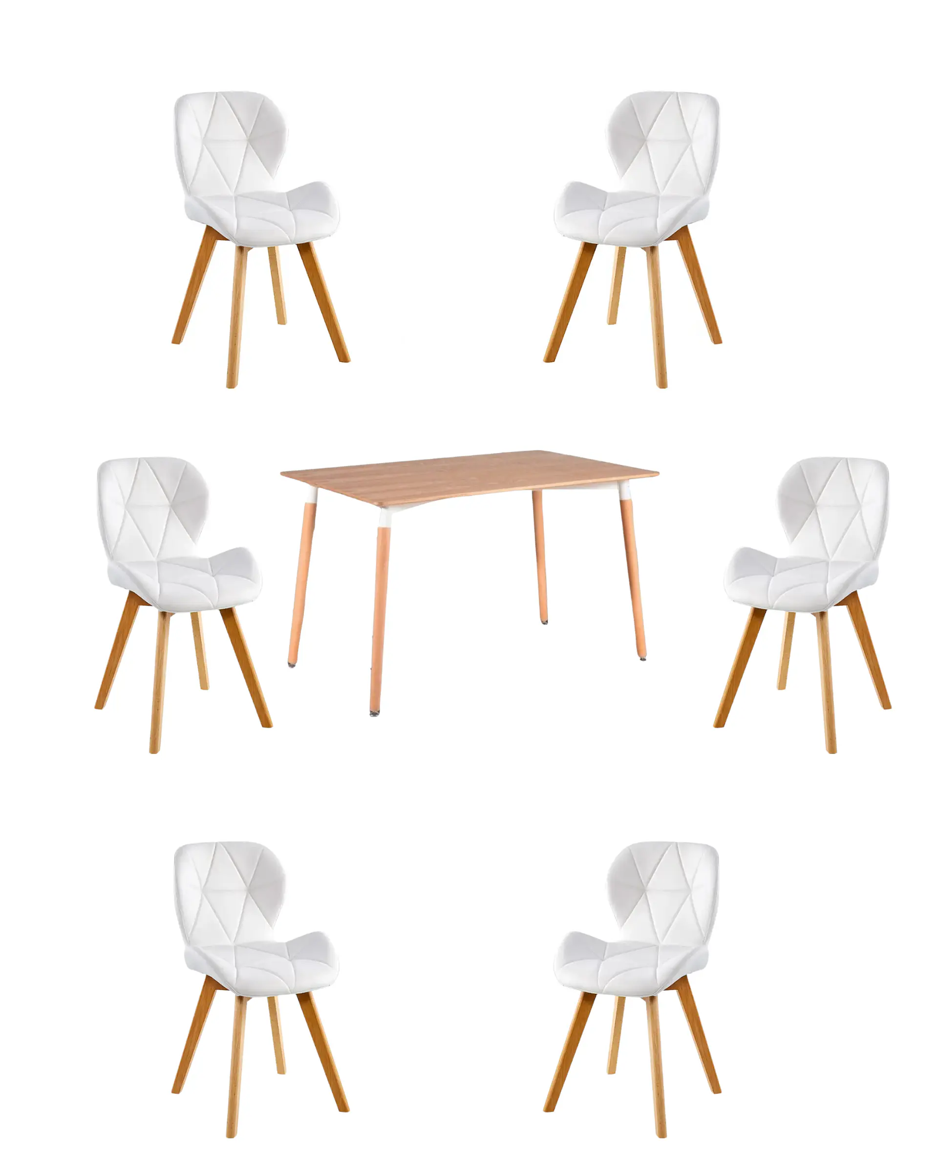 Comedor Rectangular Melamina con Sillas Radar Fiori 4