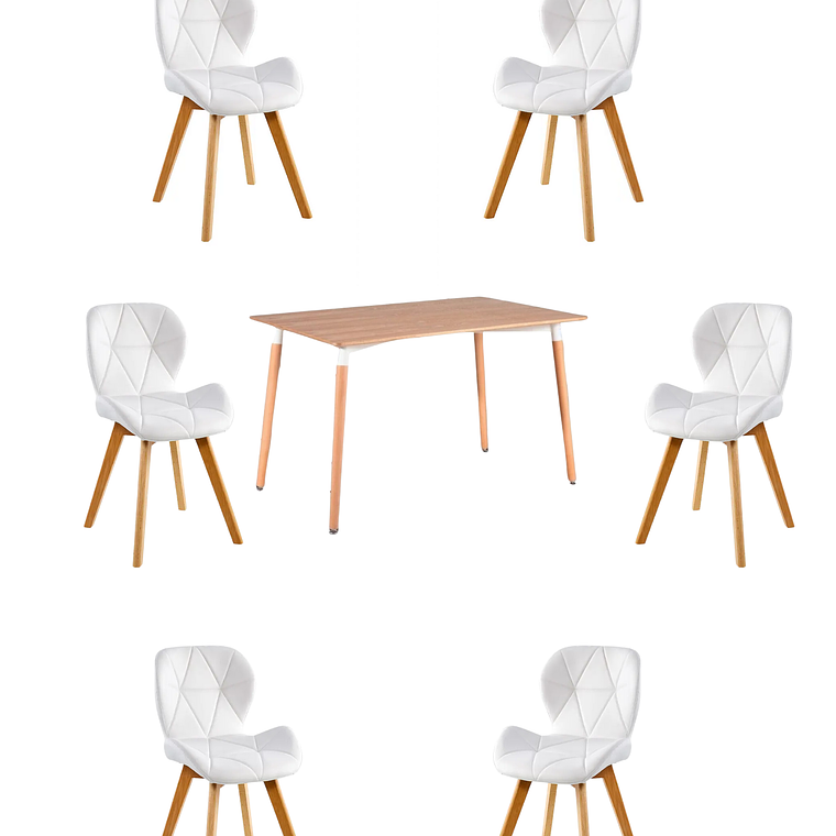 Comedor Mesa Rectangular Melamina 120x80 cm + Sillas Radar Fiori 6