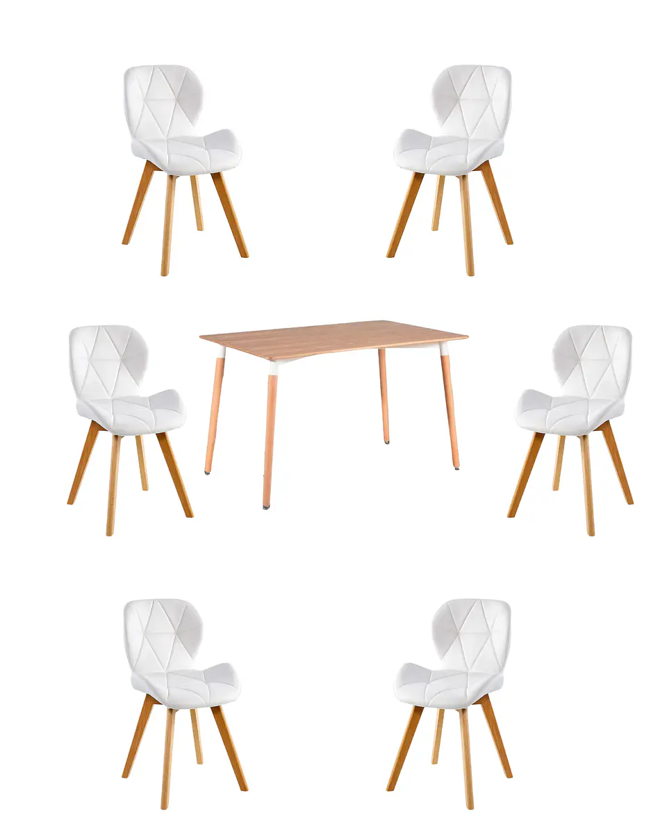 Comedor Rectangular Melamina con Sillas Radar Fiori 4