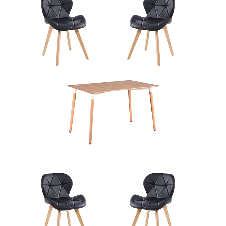 Comedor Mesa Rectangular Melamina 120x80 cm + Sillas Radar Fiori 7