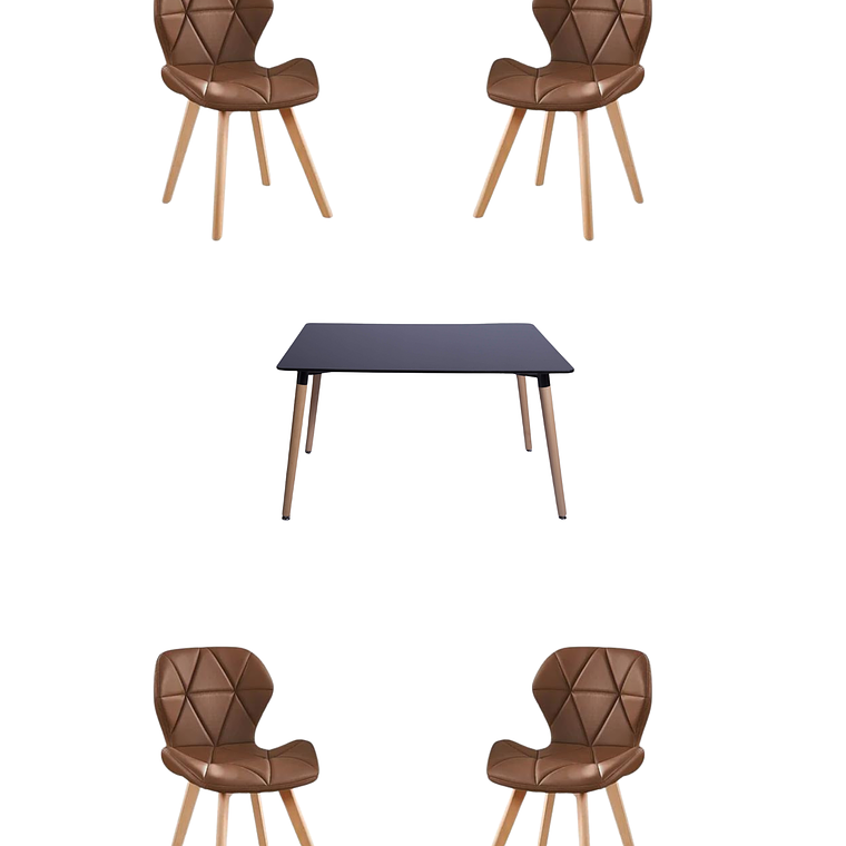 Comedor Mesa Rectangular Melamina 120x80 cm + Sillas Radar Fiori 11