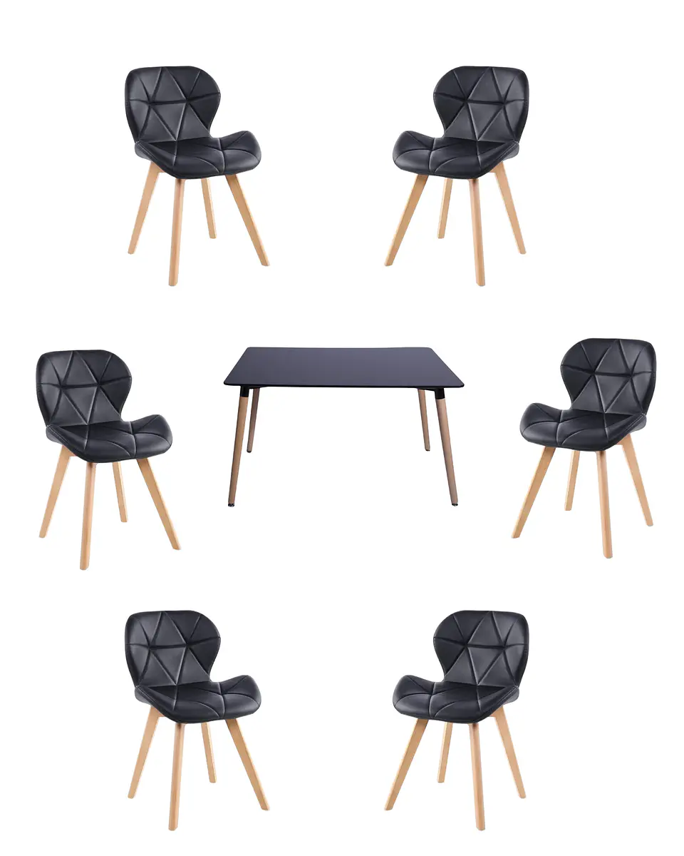 Comedor Rectangular Melamina con Sillas Radar Fiori 12