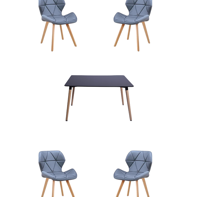 Comedor Mesa Rectangular Melamina 120x80 cm + Sillas Radar Fiori 17