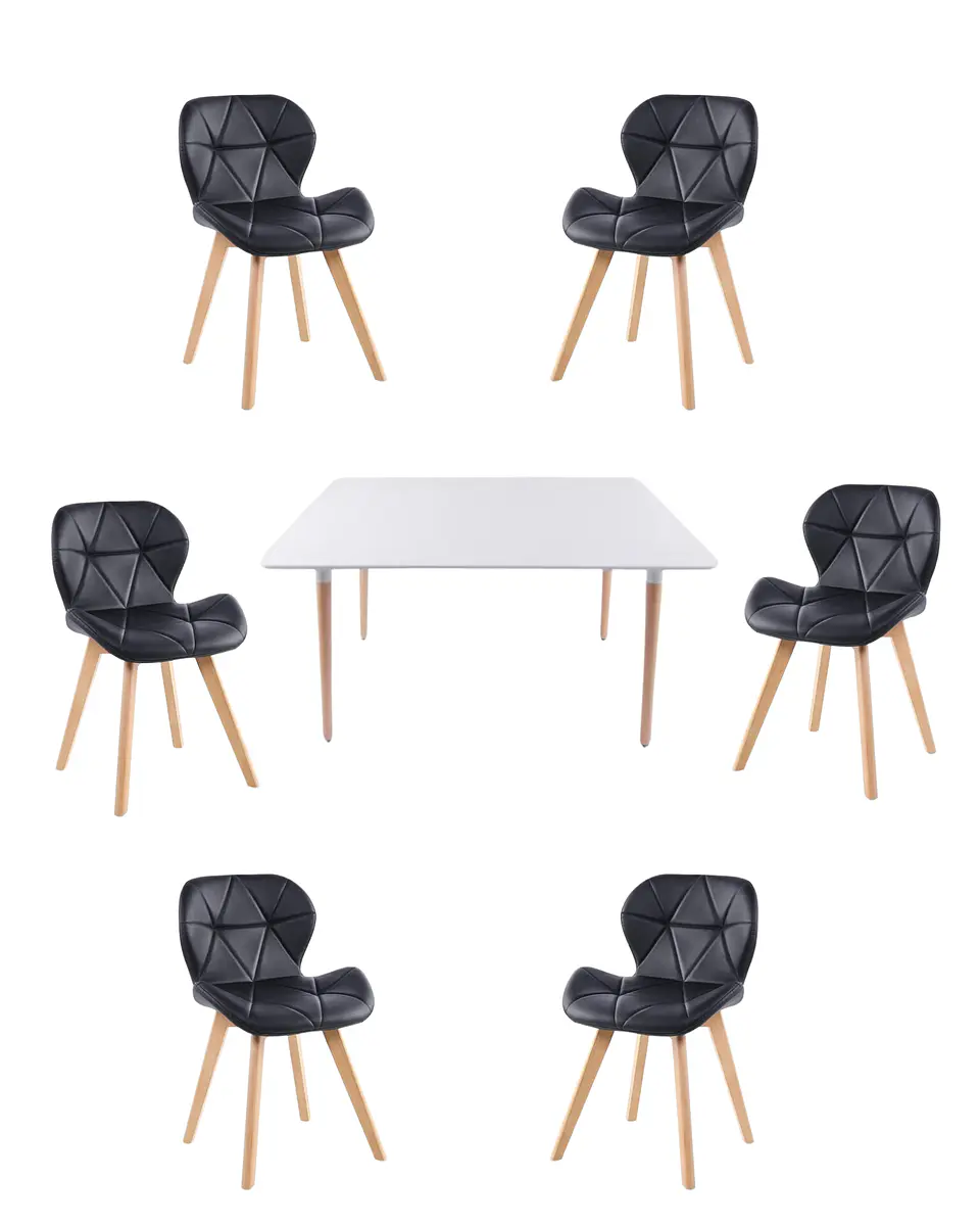 Comedor Rectangular Melamina con Sillas Radar Fiori 16