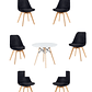 Comedor Mesa Redonda Melamina Eames Blanca 120 cm + Sillas Tulip Velvet - Miniatura 5