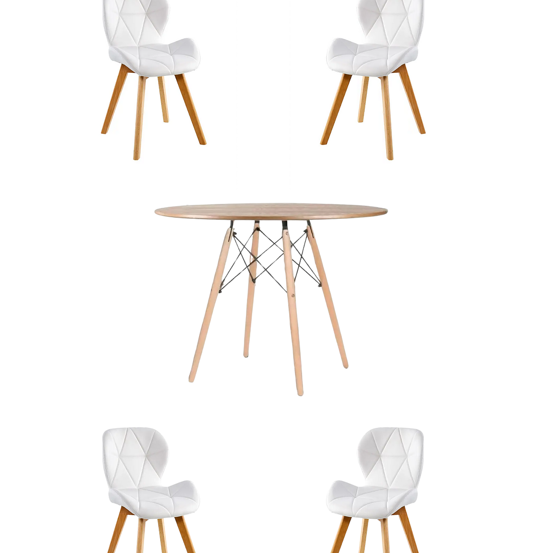 Comedor Mesa Redonda Melamina Eames Madera 120 cm + Sillas Radar Fiori 3