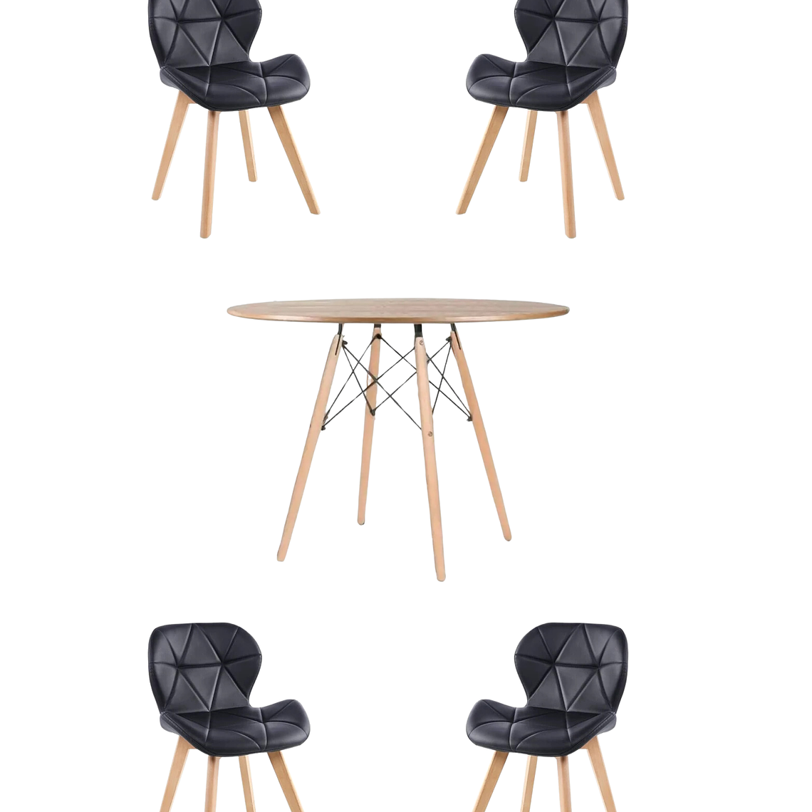 Comedor Mesa Redonda Melamina Eames Madera 120 cm + Sillas Radar Fiori 5