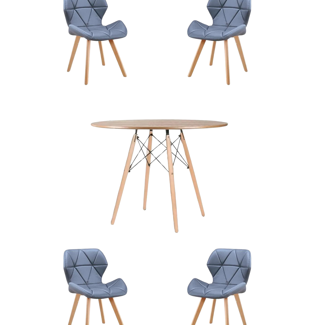 Comedor Mesa Redonda Melamina Eames Madera 120 cm + Sillas Radar Fiori 7