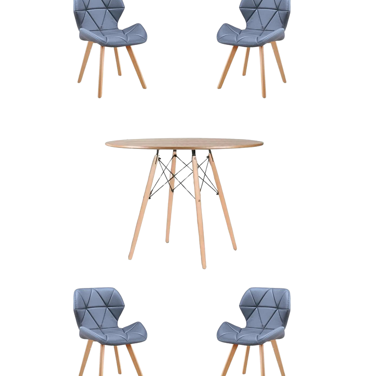 Comedor Mesa Redonda Melamina Eames Madera 120 cm + Sillas Radar Fiori 7