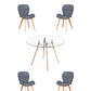 Comedor Mesa Redonda Vidrio Eames 120 cm + Sillas Radar Velvet - Miniatura 3