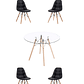 Comedor Mesa Redonda Vidrio Eames 120 cm + Sillas Buckle - Miniatura 3