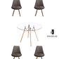 Comedor Mesa Redonda Vidrio Eames 120 cm + Sillas Tulip Velvet - Miniatura 1