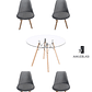 Comedor Mesa Redonda Vidrio Eames 120 cm + Sillas Tulip Velvet - Miniatura 5