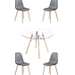 Comedor Mesa Redonda Vidrio Eames 120 cm + Sillas Scoop - Miniatura 1