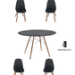 Comedor Mesa Redonda Melamina Eames Negra 120 cm  + Sillas Capitone - Miniatura 6