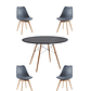 Comedor Mesa Redonda Melamina Eames Negra 120 cm + Sillas Tulip - Miniatura 3