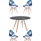 Comedor Mesa Redonda Melamina Eames Negra 120 cm + Sillas Patchwork - Miniatura 3