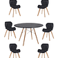 Comedor Mesa Redonda Melamina Eames Negra 120 cm + Sillas Radar Velvet - Miniatura 2
