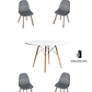Comedor Mesa Redonda Melamina Eames Blanca 120 cm  + Sillas Capitone - Miniatura 3