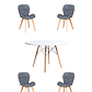 Comedor Mesa Redondas Melamina Eames Blanca 120 cm + Sillas Radar Velvet - Miniatura 3