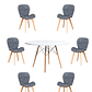 Comedor Mesa Redondas Melamina Eames Blanca 120 cm + Sillas Radar Velvet - Miniatura 4