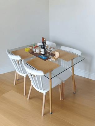 Comedor Mesa Rectangular Vidrio Paris 120x80 cm+ Sillas Winsord