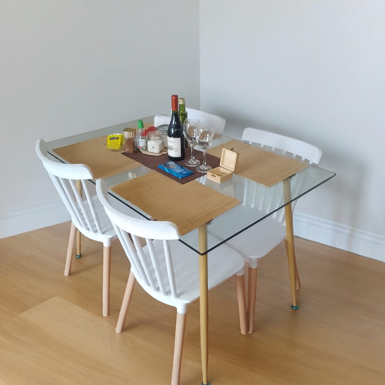 Comedor Mesa Rectangular Vidrio Paris 120x80 cm+ Sillas Winsord 1