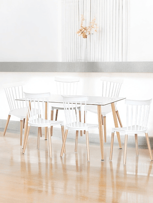 Comedor Mesa Rectangular Vidrio Paris 120x80 cm+ Sillas Winsord