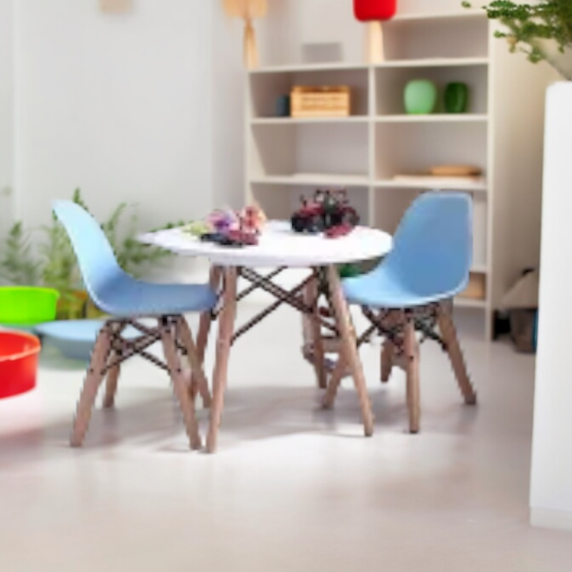 Set Infantil Eames 2 Sillas y Mesa Blanca 1