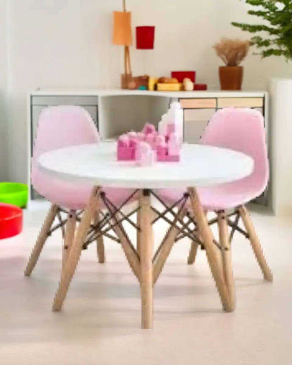 Set Infantil Eames 2 Sillas y Mesa Blanca 3