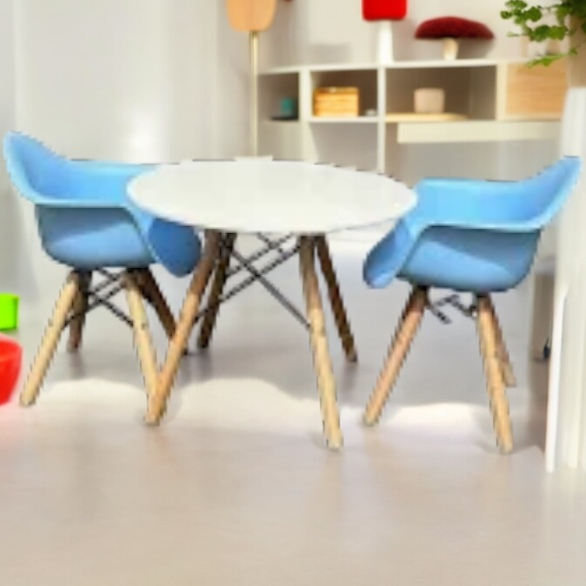 Set Infantil Eames 2 Sitiales y Mesa Blanca 3