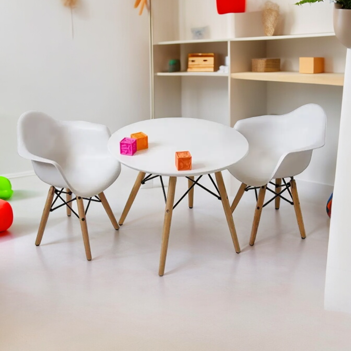 Set Infantil Eames 2 Sitiales y Mesa Blanca 2