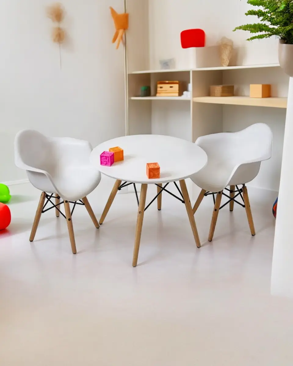 Set Infantil Eames 2 Sitiales y Mesa Blanca 2
