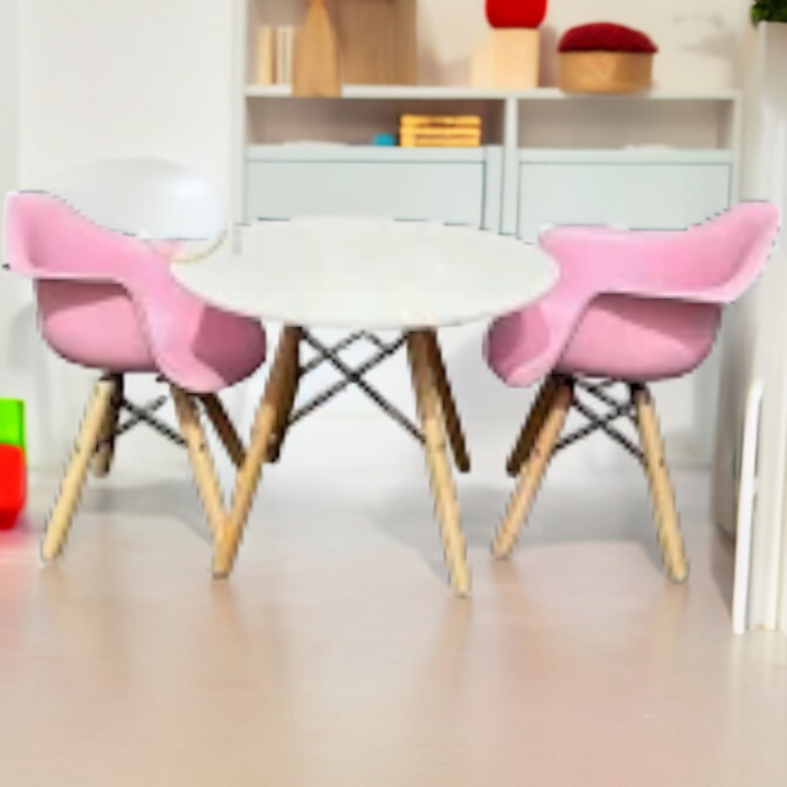Set Infantil Eames 2 Sitiales y Mesa Blanca 1