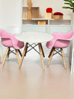 Set Infantil Eames 2 Sitiales y Mesa Blanca