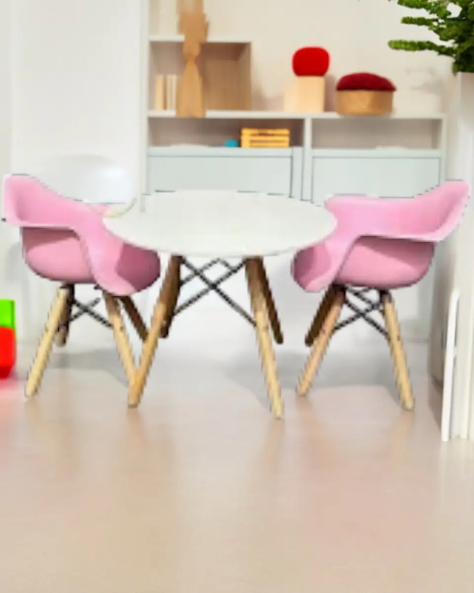 Set Infantil Eames 2 Sitiales y Mesa Blanca 1