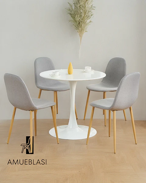 Comedor Redondo Tulip con Sillas Scoop