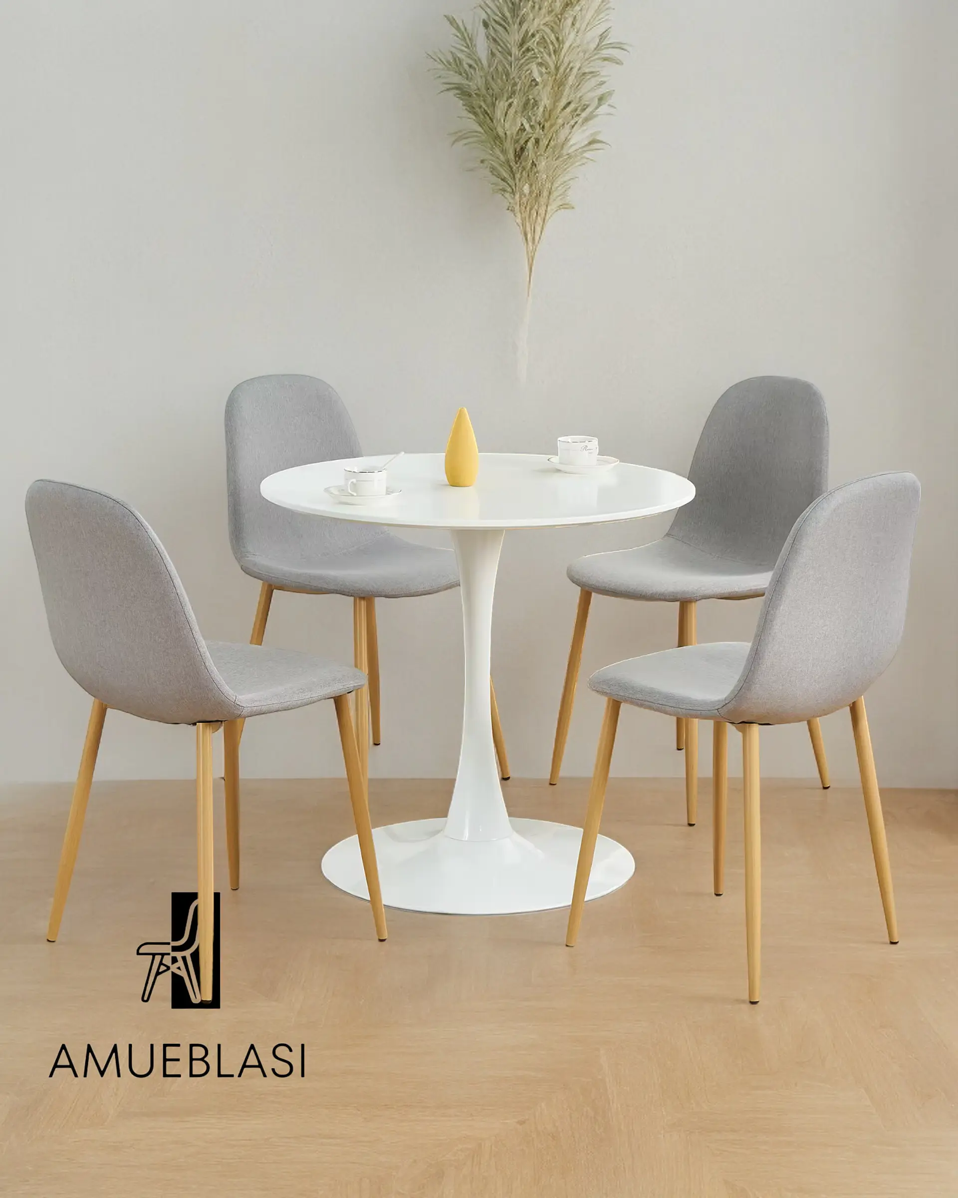 Comedor Redondo Tulip con Sillas Scoop 1
