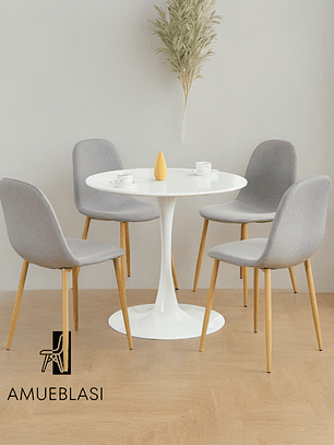 Comedor Mesa Redonda Tulip + Sillas Scoop
