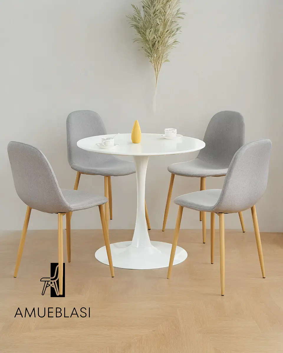 Comedor Redondo Tulip con Sillas Scoop 1