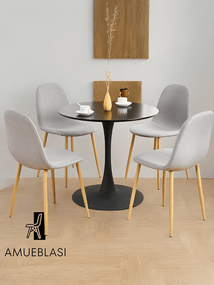 Comedor Mesa Redonda Tulip + Sillas Scoop