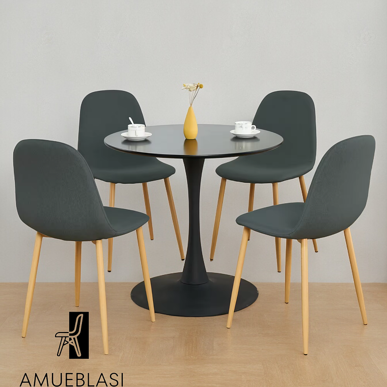 Comedor Mesa Redonda Tulip + Sillas Scoop 3