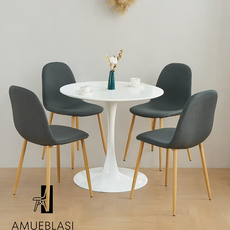 Comedor Mesa Redonda Tulip + Sillas Scoop 4