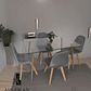 Comedor Mesa Rectangular Vidrio Paris 120x80 cm + Sillas Capitone - Miniatura 4