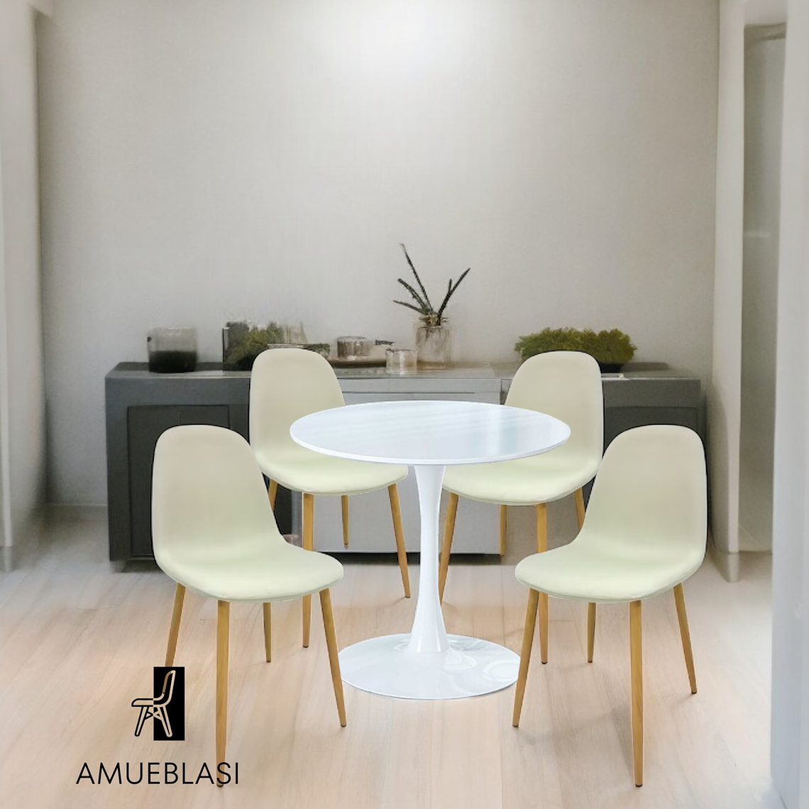 Comedor Mesa Redonda Tulip + Sillas Scoop 5