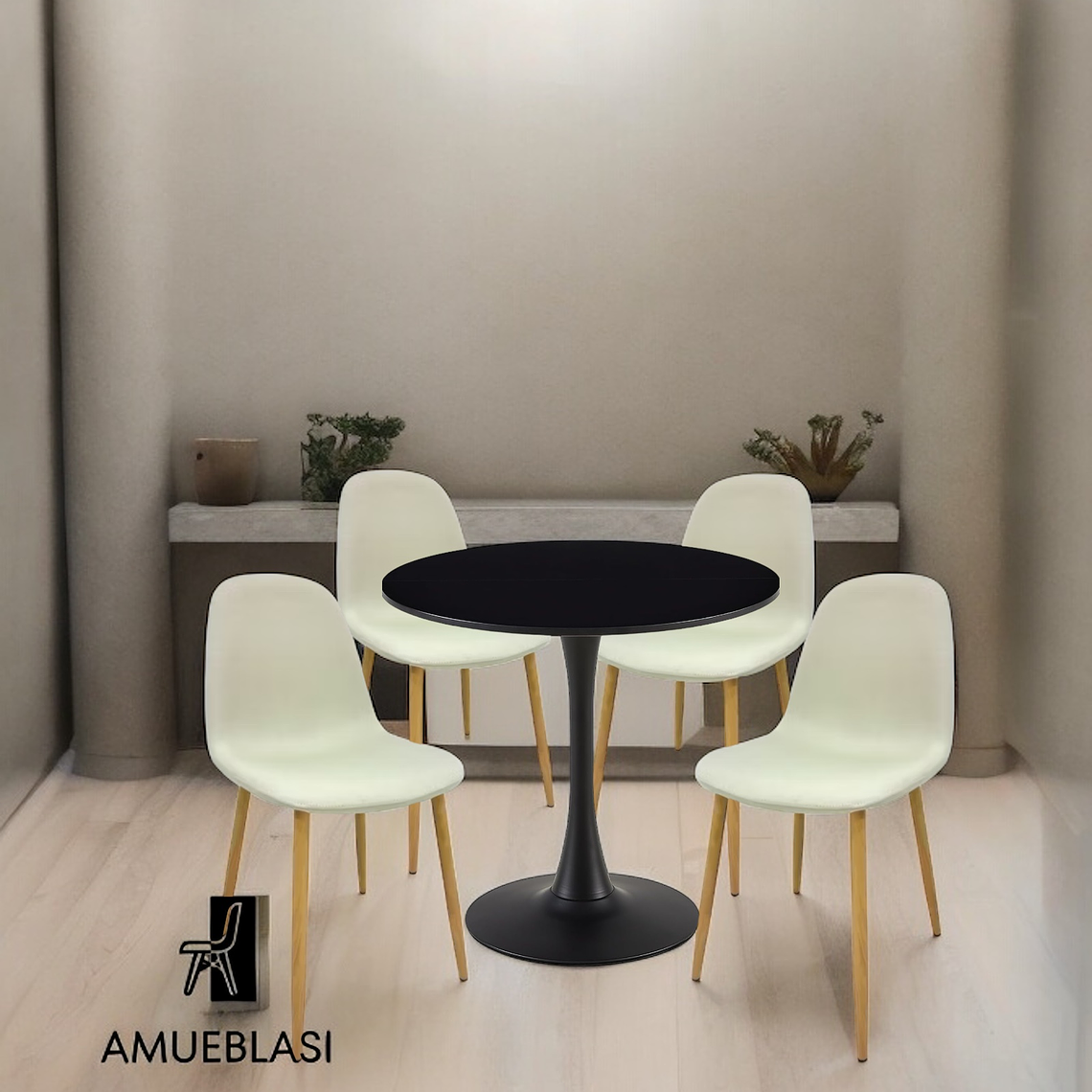 Comedor Mesa Redonda Tulip + Sillas Scoop 6