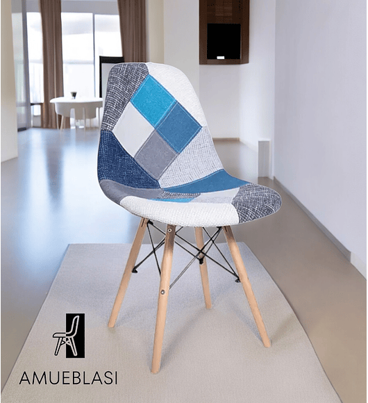 Silla Patchwork - Celeste