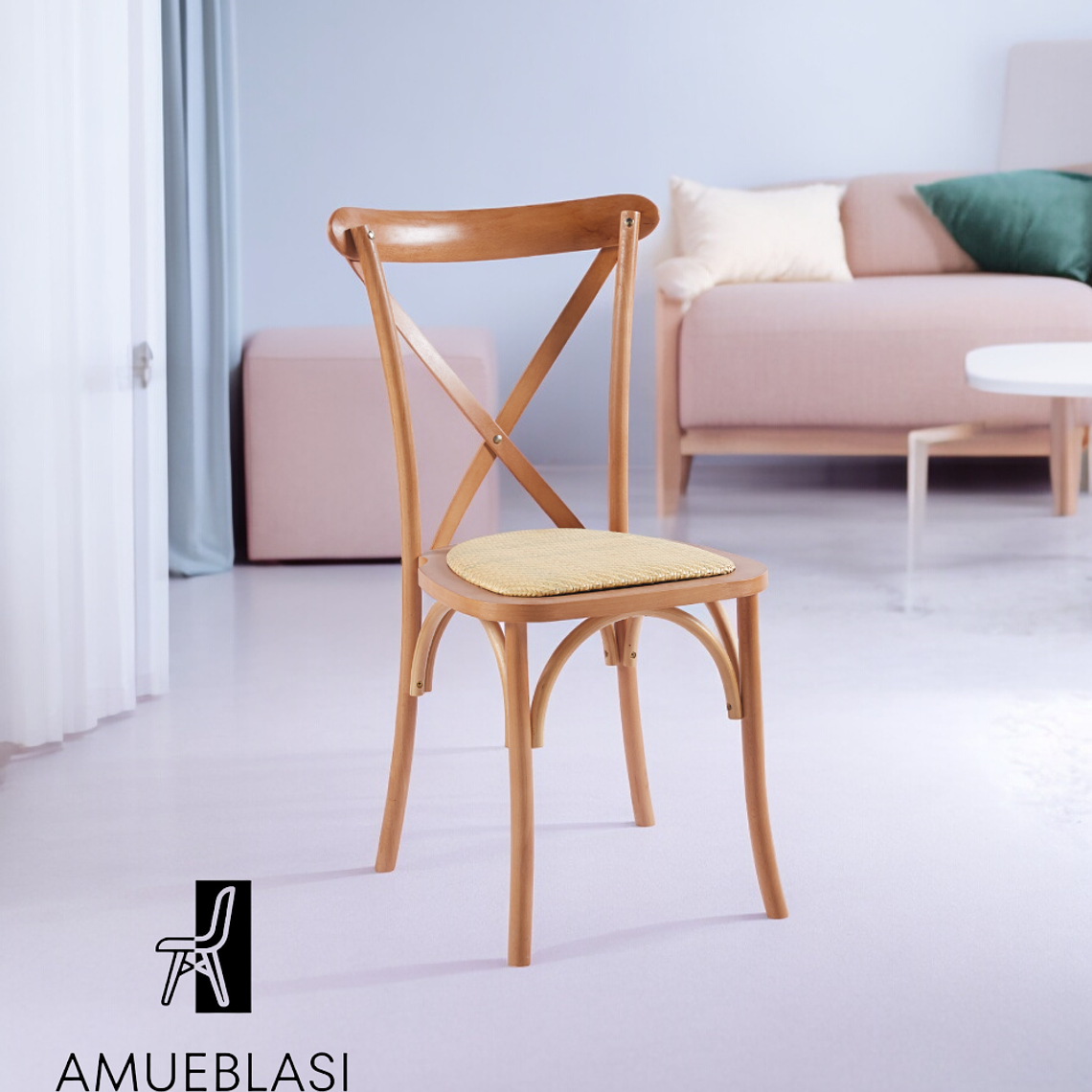 Silla Crossback Madera y Ratan 6