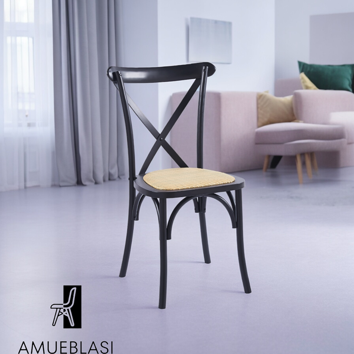 Silla Crossback Madera y Ratan 4